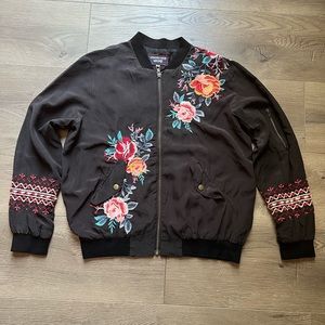 Johnny Was - SILK - XS - Embroidered Bomber Jacket